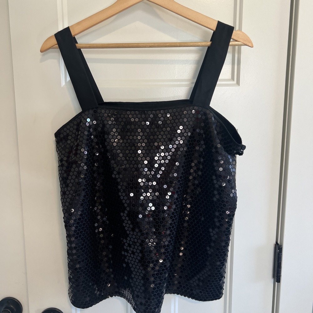 New Vintage Sequin Tank Top Les Importations Jeremy D Sz 12 Black